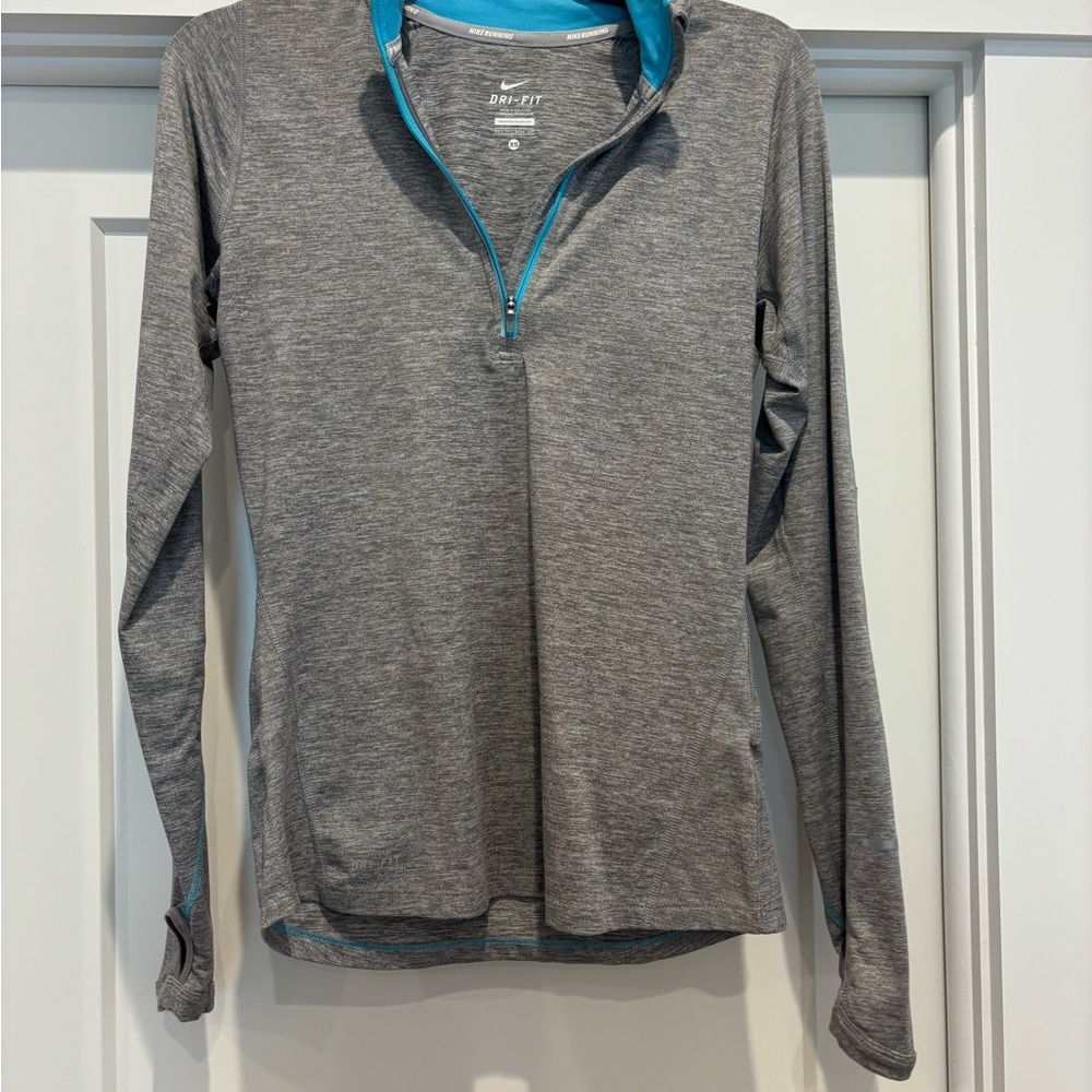 Nike Dri-FIT Gray and Blue Running Pullover